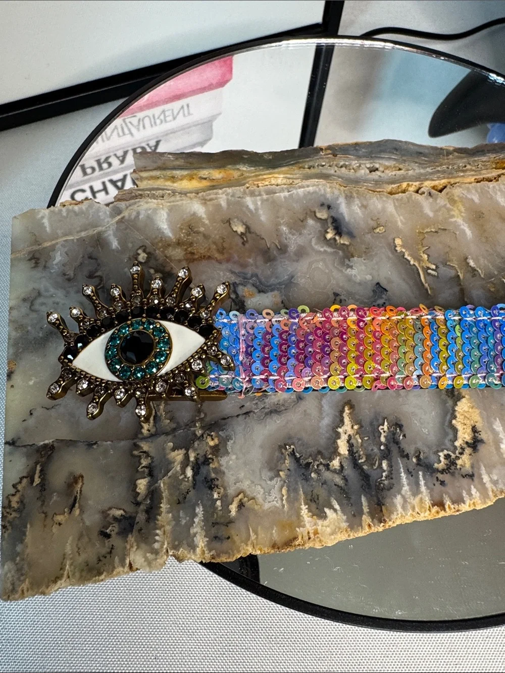 Kurt Geiger Multicolor Sequin Eye Buckle Belt